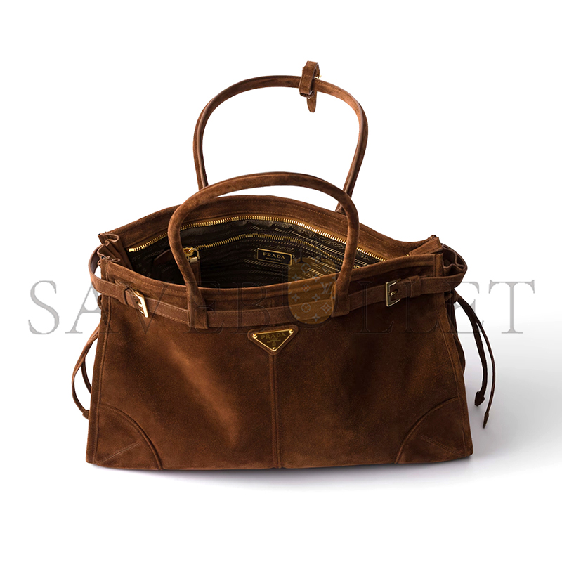 PRADA BONNIE LARGE SUEDE HANDBAG 1BA433 (38*24*12cm) PRADA BONNIE LARGE SUEDE HANDBAG 1BA433 (38*24*12cm)